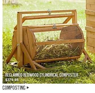 RECLAIMED REDWOOD CYLINDRICAL COMPOSTER, $379.95 -- COMPOSTING