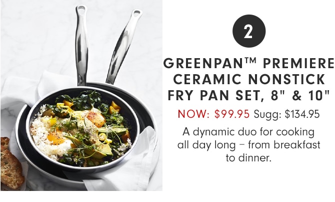 2 - GREENPAN™ PREMIERE CERAMIC NONSTICK FRY PAN SET, 8” & 10” - NOW: $99.95