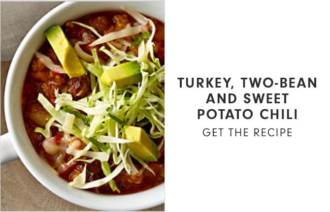 TURKEY, TWO-BEAN AND SWEET POTATO CHILI - GET THE RECIPE