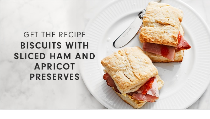 GET THE RECIPE - BISCUITS WITH SLICED HAM AND APRICOT PRESERVES