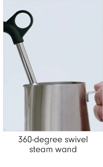 360-degree swivel steam wand