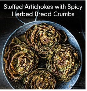 Stuffed Artichokes with Spicy Herbed Bread Crumbs