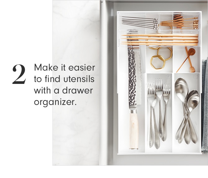 2 - Make it easier to find utensils with a drawer organizer.