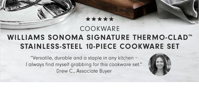 WILLIAMS SONOMA SIGNATURE THERMO-CLAD™ STAINLESS-STEEL 10-PIECE COOKWARE SET