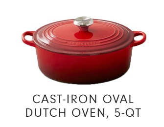 CAST-IRON OVAL DUTCH OVEN, 5-QT.