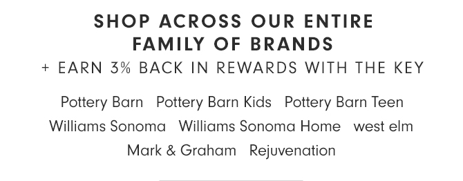 HOP ACROSS OUR ENTIRE FAMILY OF BRANDS + EARN 3% BACK IN REWARDS WITH THE KEY
