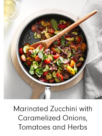 Marinated Zucchini with Caramelized Onions, Tomatoesk and Herbs