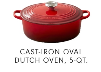 CAST-IRON OVAL DUTCH OVEN, 5-QT.