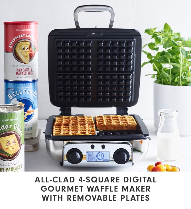 ALL-CLAD 4-SQUARE DIGITAL GOURMET WAFFLE MAKER WITH REMOVABLE PLATES