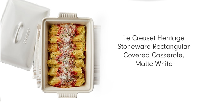 Le Creuset Heritage Stoneware Rectangular Covered Casserole, Matte White