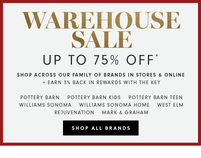 WAREHOUSE SALE - UP TO 75% OFF* - SHOP ALL BRANDS