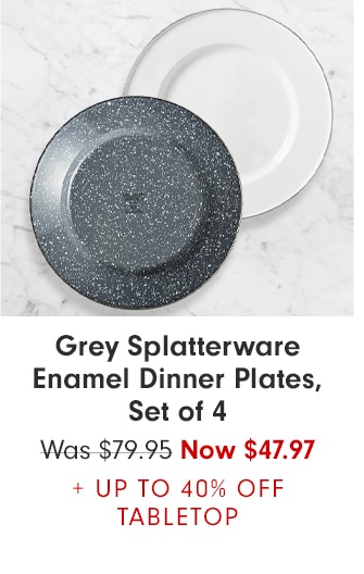Grey Splatterware Enamel Dinner Plates, Set of 4 - Now $47.97 + UP TO 40% OFF TABLETOP