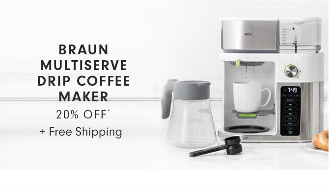 BRAUN MULTISERVE DRIP COFFEE MAKER - 20% OFF* + Free Shipping