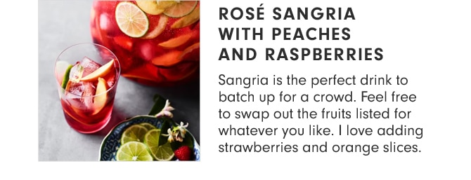 ROSÉ SANGRIA WITH PEACHES AND RASPBERRIES