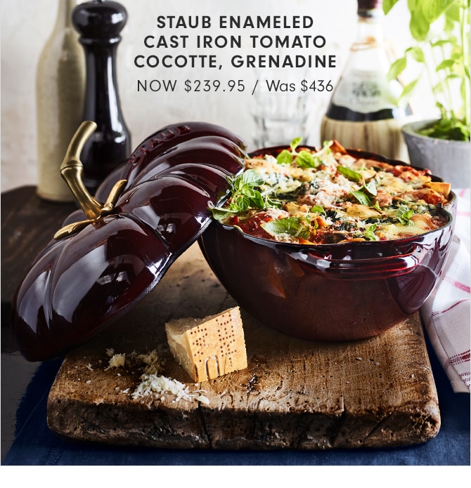 STAUB ENAMELED CAST IRON TOMATO COCOTTE, GRENADINE - NOW $239.95