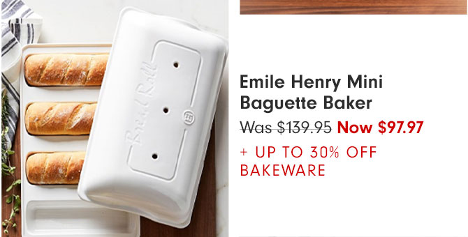Emile Henry Mini Baguette Baker - Was $139.95 Now $97.97 + UP TO 30% OFF BAKEWARE
