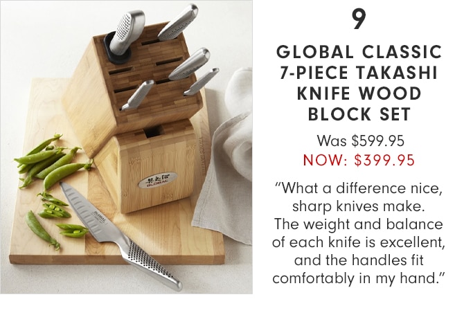 GLOBAL CLASSIC 7-PIECE TAKASHI KNIFE WOOD BLOCK SET - NOW $399.95