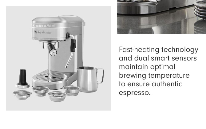 Fast-heating technology and dual smart sensors maintain optimal brewing temperature to ensure authentic espresso.