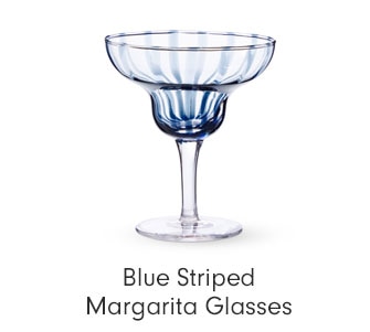 Blue Striped Margarita Glasses