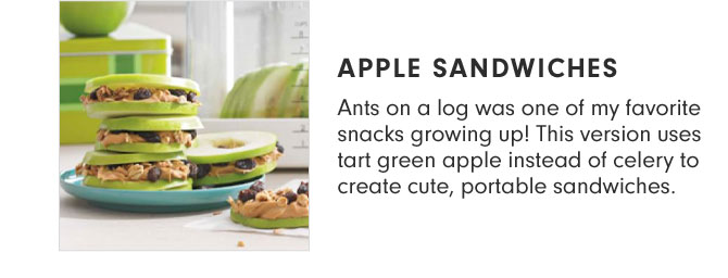 APPLE SANDWICHES - Ants on a log was one of my favorite snacks growing up! This version uses tart green apple instead of celery to create cute, portable sandwiches.