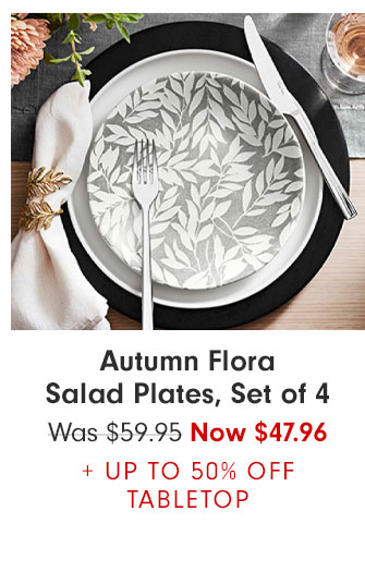 Autumn Flora Salad Plates, Set of 4 - Was $59.95 Now $47.96+ UP TO 50% OFF TABLETOP