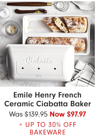 Emile Henry French Ceramic Ciabatta Baker - Was $139.95 Now $97.97 + UP TO 30% OFF BAKEWARE