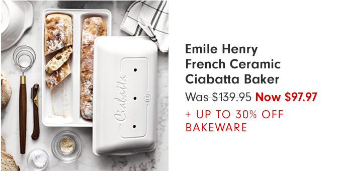 Emile Henry French Ceramic Ciabatta Baker - Was $139.95 Now $97.97 + UP TO 30% OFF BAKEWARE