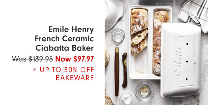 Emile Henry French Ceramic Ciabatta Baker - Was $139.95 Now $97.97 + UP TO 30% OFF BAKEWARE