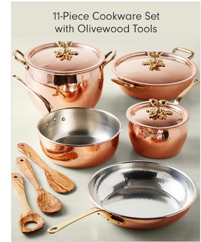 11-Piece Cookware Set with Olivewood Tools