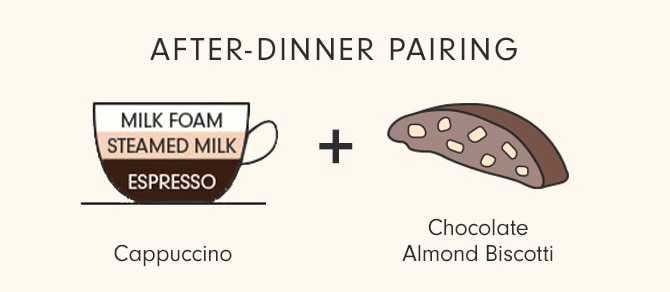 AFTER-DINNER PAIRING - Cappuccino + Chocolate Almond Biscotti