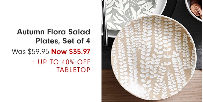 Autumn Flora Salad Plates, Set of 4 - Now $35.97 + Up to 40% Off Tabletop