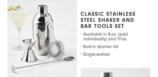 CLASSIC STAINLESS STEEL SHAKER AND BAR TOOLS SET