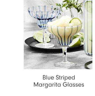 Blue Striped Margarita Glasses