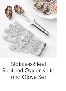 Stainless-Steel Seafood Oyster Knife and Glove Set