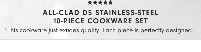 ALL-CLAD D5 STAINLESS-STEEL 10-PIECE COOKWARE SET - "This cookware just exudes quality! Each piece is perfectly designed."