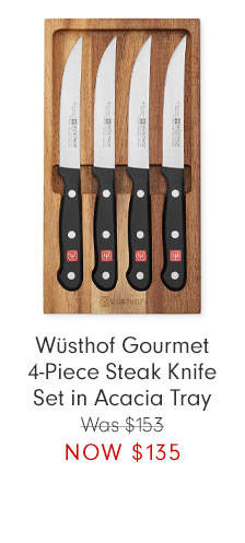 Wüsthof Gourmet 4-Piece Steak Knife Set in Acacia Tray Was $153 NOW $135