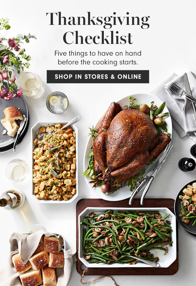 Thanksgiving Checklist - Five things to have on hand before the cooking starts. SHOP IN STORES & ONLINE