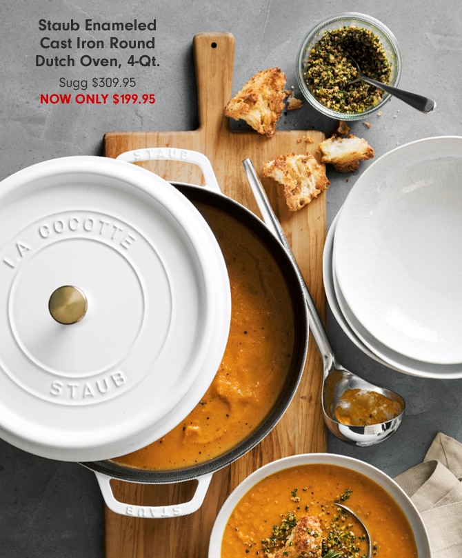 Staub Enameled Cast Iron Round Dutch Oven, 4-QT. - NOW ONLY $199.95