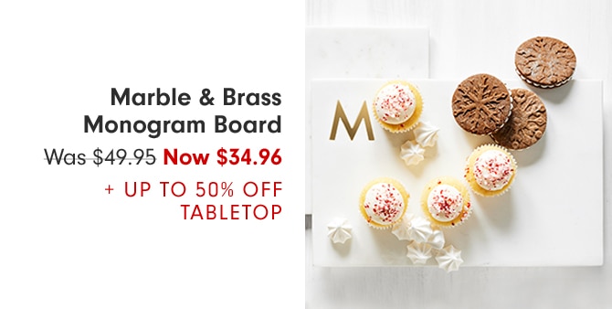 Marble & Brass Monogram Board - Now $34.97 + Up to 50% Off Tabletop