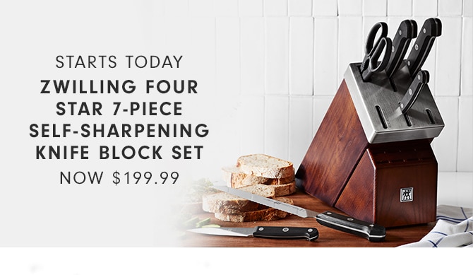 ZWILLING FOUR STAR 7-PIECE SELF-SHARPENING KNIFE BLOCK SET - NOW $199.99