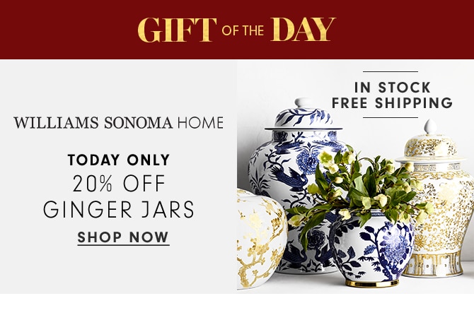 GIFT OF THE DAY - WILLIAMS SONOMA HOME - 20% OFF GINGER JARS - SHOP NOW