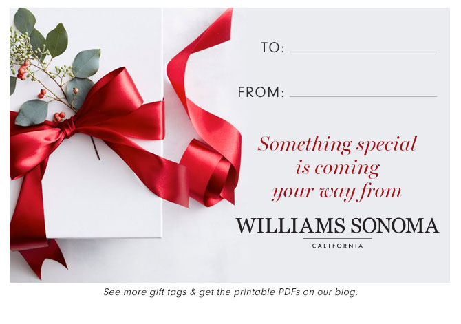 Something special is coming your way from WILLIAMS SONOMA - See more gift tags & get the printable PDFs on our blog.