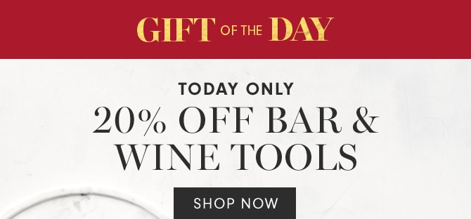 GIFT OF THE DAY - 20% OFF OFF BAR & WINE TOOLS - SHOP NOW