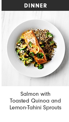 Salmon with Toasted Quinoa and Lemon-Tahini Sprouts