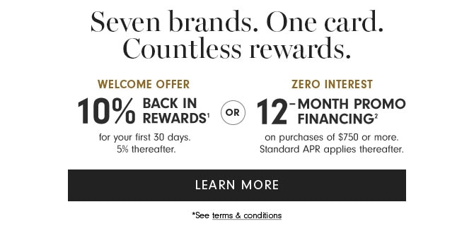 Seven brands. One card. Countless rewards. Learn more *See terms & conditions