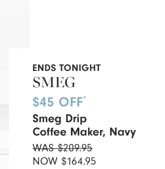 $45 OFF* Smeg Drip Coffee Maker, Navy - Now $164.95