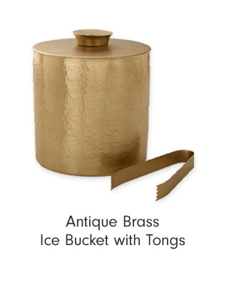 Antique Brass Ice Bucket with Tongs