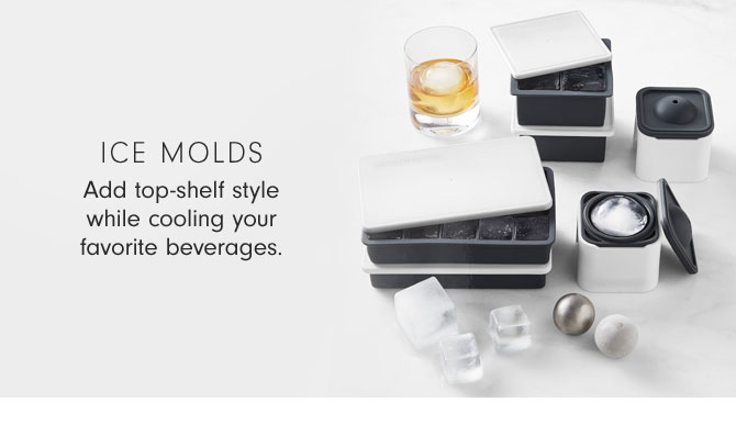 ICE MOLDS - Add top-shelf style while cooling your favorite beverages.