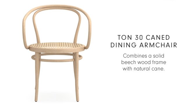 TON 30 CANED DINING ARMCHAIR - Combines a solid beech wood frame with natural cane.