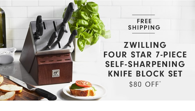 ZWILLING FOUR STAR 7-PIECE SELF-SHARPENING KNIFE BLOCK SET - $80 OFF*